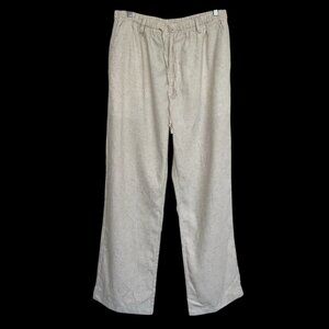 Linen Blend Pants NEW Womens Large Pull On Zip‎ Close Pockets Straight Leg